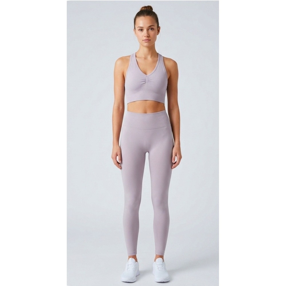 Free People Seamless V-Neck Sports Bra - Lavender M/L